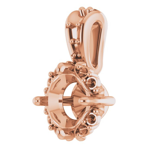 Halo Style Pendant Mounting in 10 Karat Rose Gold for Round Stone, 0.38 grams