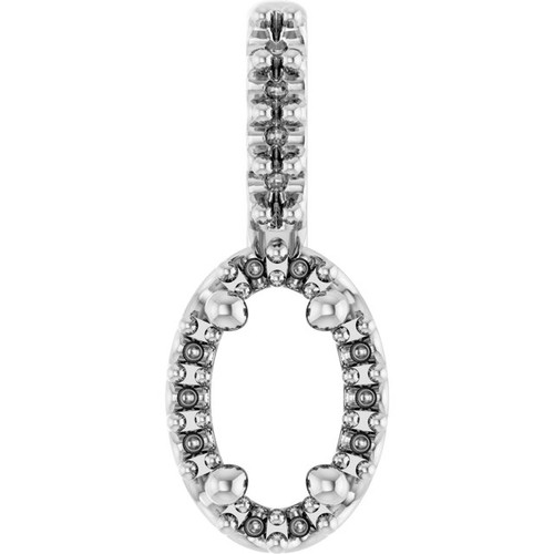 Halo Style Pendant Mounting in 18 Karat White Gold for Oval Stone, 0.66 grams