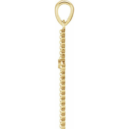 Beaded Cross Pendant Mounting in 14 Karat Yellow Gold for Round Stone, 1.15 grams