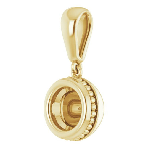 Bezel Set Solitaire Pendant Mounting in 18 Karat Yellow Gold for Round Stone, 4.01 grams