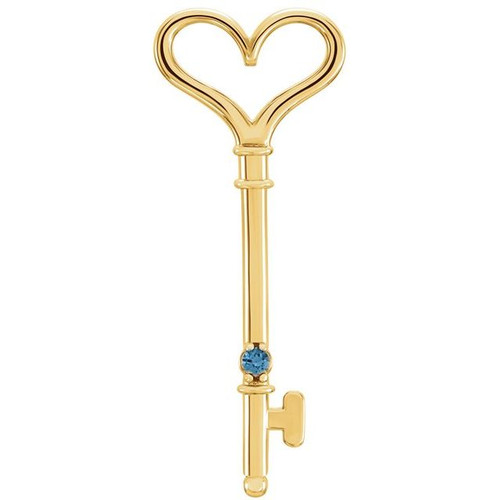 Family Key Pendant Mounting in 14 Karat Yellow Gold for Round Stone, 1.85 grams