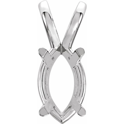 Marquise 4 Prong Basket Pendant Mounting in 18 Karat White Gold for Marquise Stone, 1.07 grams