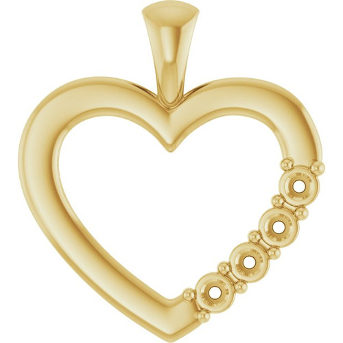 Family Heart Pendant Mounting in 14 Karat Yellow Gold