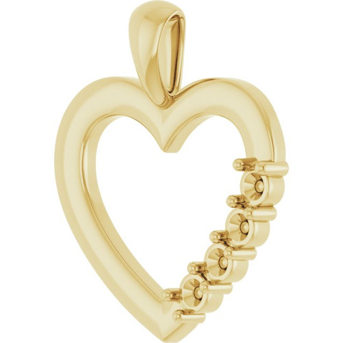 Family Heart Pendant Mounting in 14 Karat Yellow Gold