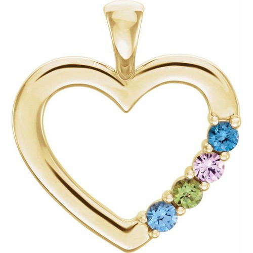 Family Heart Pendant Mounting in 14 Karat Yellow Gold