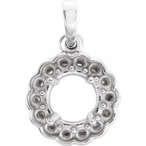 Halo Style Pendant Mounting in Platinum for Round Stone, 1.17 grams