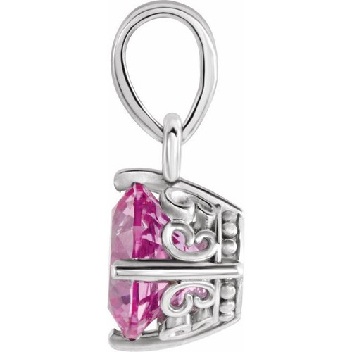 Solitaire Pendant Mounting in 14 Karat White Gold for Round Stone, 0.42 grams