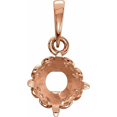 Solitaire Pendant Mounting in 14 Karat Rose Gold for Round Stone, 0.42 grams