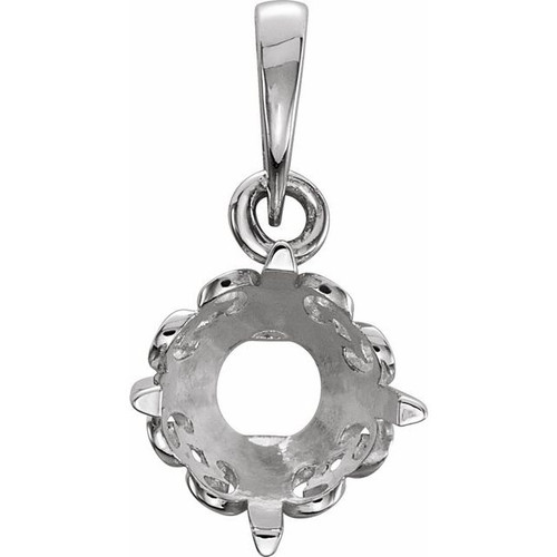 Solitaire Pendant Mounting in Sterling Silver for Round Stone, 0.33 grams