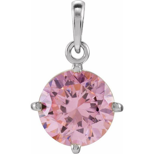 Round 4 Prong Pendant Mounting in 14 Karat White Gold for Round Stone, 1 grams