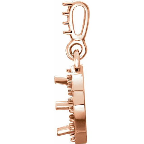Halo Style Pendant Mounting in 14 Karat Rose Gold for Cushion Stone, 1.31 grams