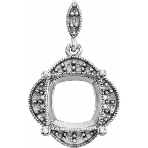Halo Style Pendant Mounting in Platinum for Cushion Stone, 5.45 grams