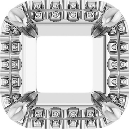 Halo Style Pendant Mounting in Platinum for Square Stone, 2.09 grams