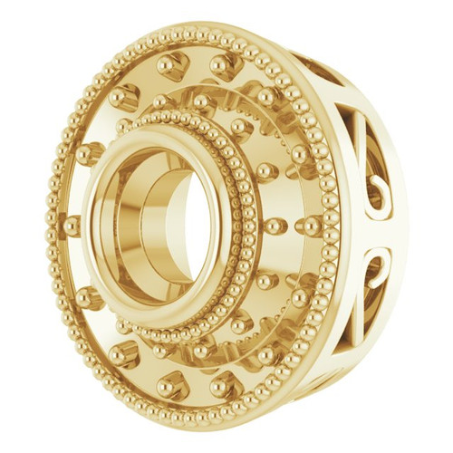 Halo Style Pendant Mounting in 14 Karat Yellow Gold for Round Stone, 2.09 grams