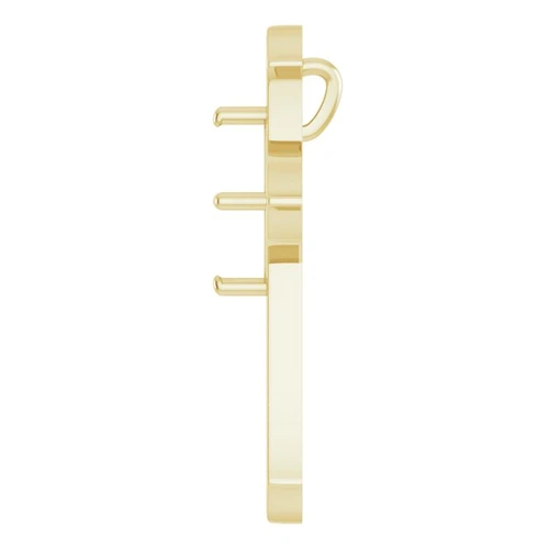 Cross Pendant Mounting in 18 Karat Yellow Gold for Square Stone, 7.26 grams