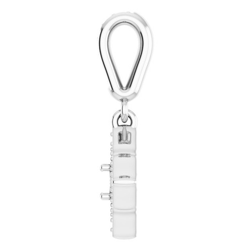 Halo Style Clover Pendant Mounting in 14 Karat White Gold for Round Stone, 1.33 grams