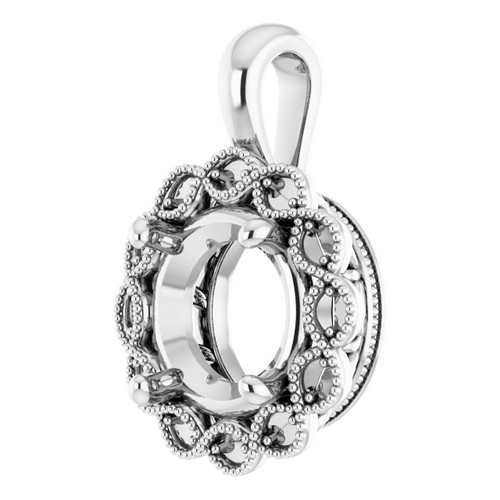 Halo Style Pendant Mounting in 10 Karat White Gold for Round Stone, 1.56 grams