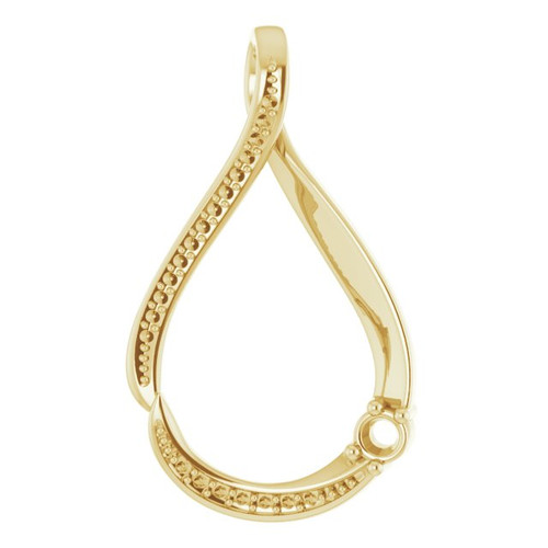 Accented Family Necklace or Pendant Mounting in 14 Karat Yellow Gold for Round Stone, 2.28 grams
