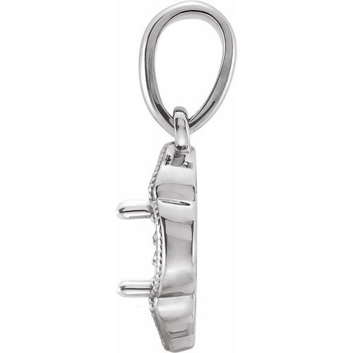 Accented Clover Necklace or Pendant Mounting in Platinum for Oval Stone, 1.39 grams Accented Clover Necklace or Pendant Mounting in Platinum for Oval Stone, 1.39 grams