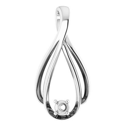 Solitaire Pendant Mounting in 10 Karat White Gold for Round Stone, 1.96 grams