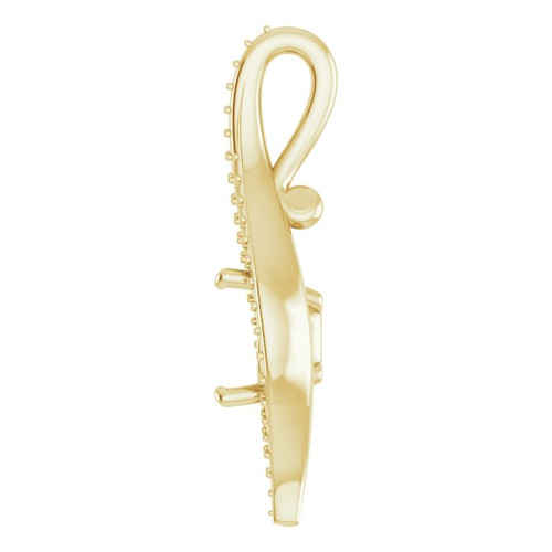 Accented Pendant Mounting in 14 Karat Yellow Gold for Cushion Stone, 3.09 grams