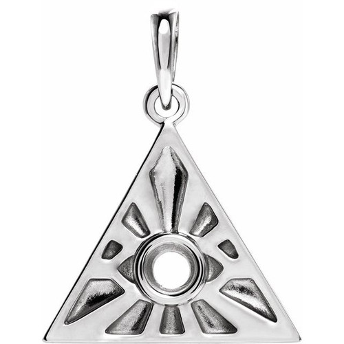 Eye of Providence Necklace or Pendant Mounting in Platinum for Round Stone, 2.46 grams
