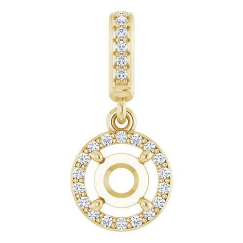 Halo Style Pendant Mounting in 14 Karat Yellow Gold for Round Stone, 0.96 grams