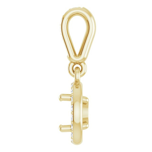 Halo Style Pendant Mounting in 14 Karat Yellow Gold for Round Stone, 0.96 grams