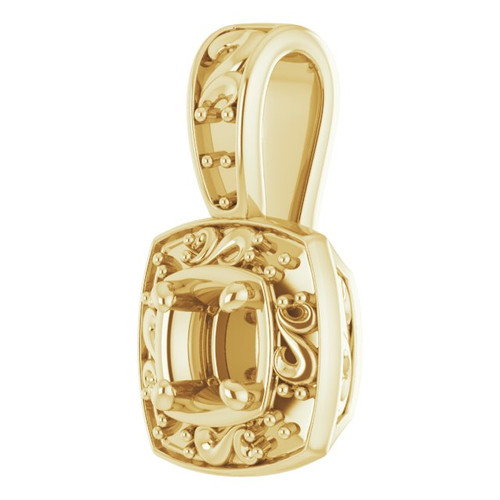 Halo Style Pendant Mounting in 18 Karat Yellow Gold for Round Stone, 0.97 grams
