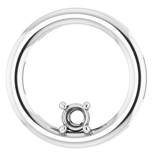 Solitaire Circle Pendant Mounting in 18 Karat White Gold for Round Stone, 2.75 grams