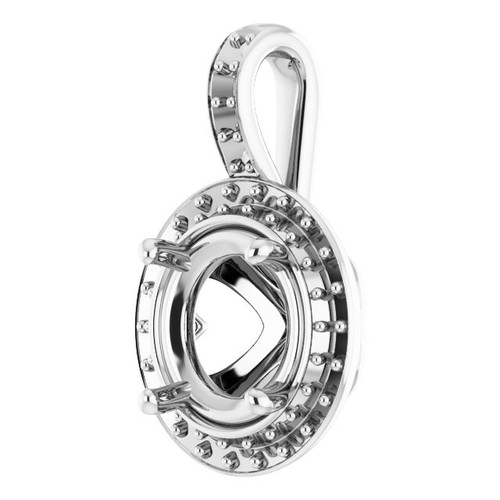 Halo Style Pendant Mounting in 10 Karat White Gold for Round Stone, 2.23 grams