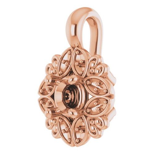 Halo Style Pendant Mounting in 10 Karat Rose Gold for Round Stone, 1.36 grams