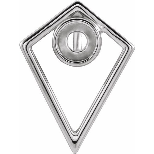 Cabochon Pyramid Necklace or Pendant Mounting in 14 Karat White Gold for Round Stone, 1.38 grams