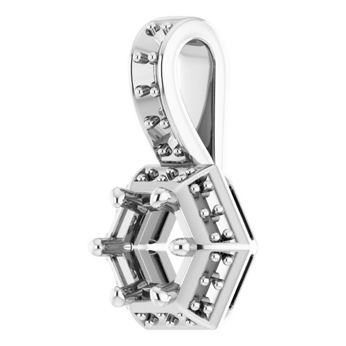 Halo Style Pendant Mounting in 14 Karat White Gold for Round Stone, 0.96 grams