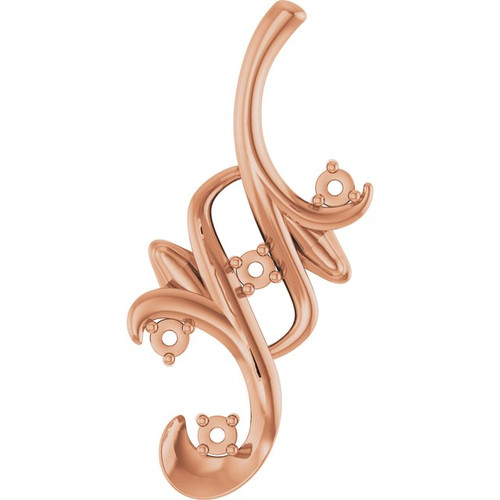 Family Floral Pendant Mounting in 14 Karat Rose Gold for Round Stone, 4.31 grams