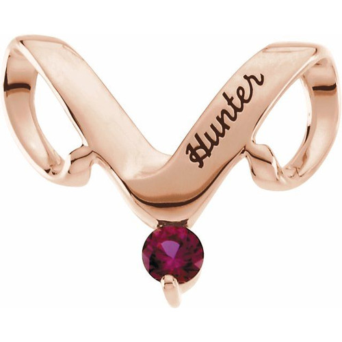 Family Engravable Slide Pendant Mounting in 14 Karat Rose Gold for Round Stone, 1.37 grams