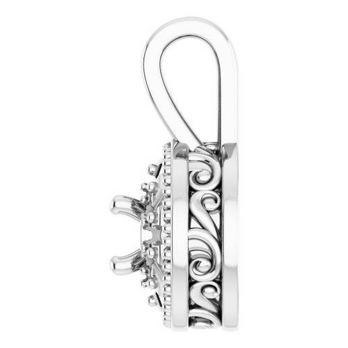 Halo Style Pendant Mounting in 10 Karat White Gold for Round Stone, 1.29 grams