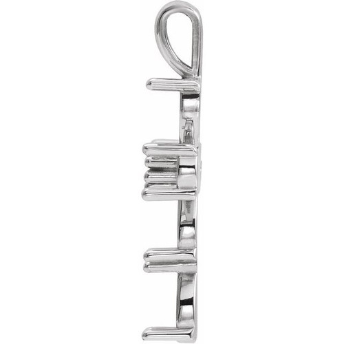 Beaded Cross Necklace or Pendant Mounting in Platinum for Pear Stone, 2.79 grams
