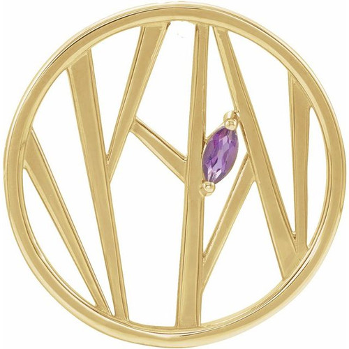 Family Necklace or pendant Mounting in 14 Karat Yellow Gold for Marquise Stone, 2.54 grams