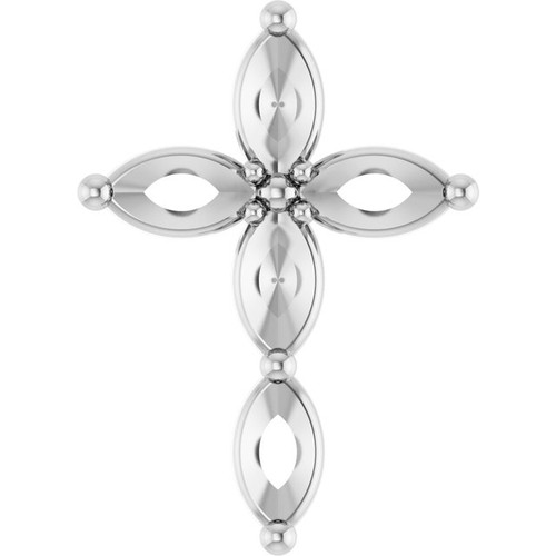 Cross Necklace or Pendant Mounting in Platinum for Marquise Stone, 1.05 grams