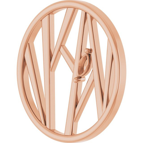 Family Necklace or pendant Mounting in 14 Karat Rose Gold for Marquise Stone, 2.56 grams