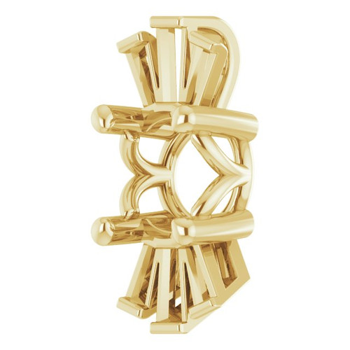 Accented Necklace or Pendant Mounting in 14 Karat Yellow Gold for Round Stone, 0.74 grams
