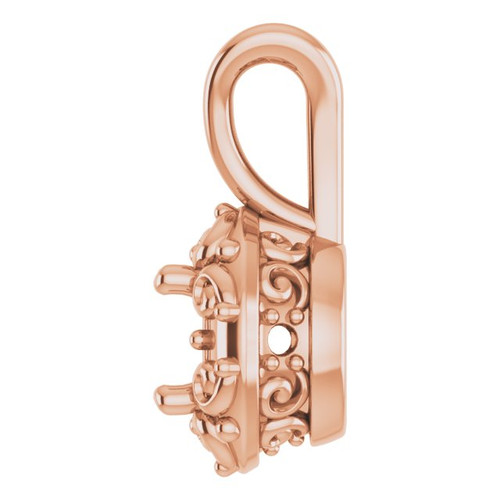 Accented Pendant Mounting in 18 Karat Rose Gold for Round Stone, 1.32 grams