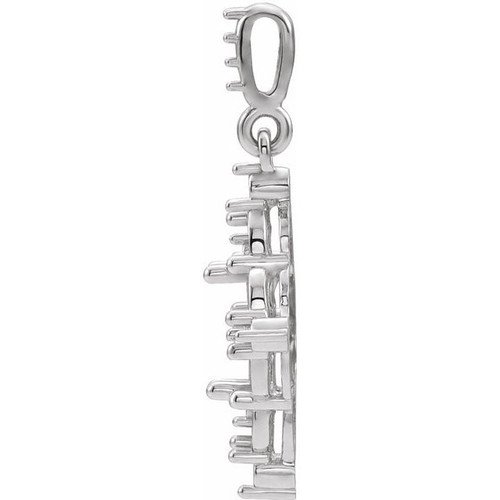 Halo Style Necklace or Pendant Mounting in 14 Karat White Gold for Emerald Stone, 1.31 grams