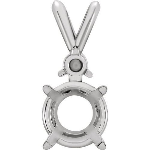 Round 4 Prong Accented Pendant Mounting in Platinum for Round Stone, 1.01 grams