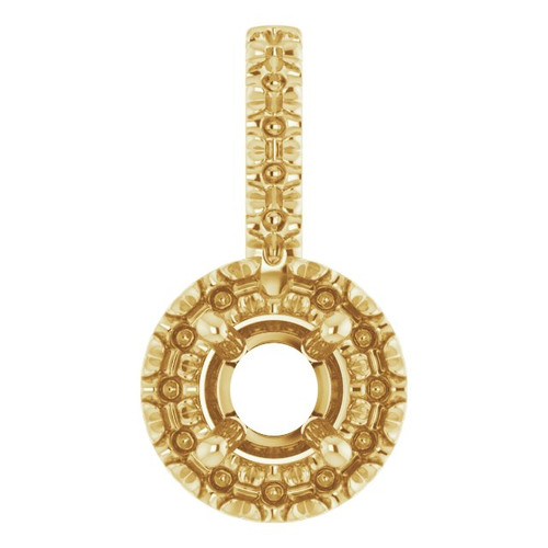 Halo Style Pendant Mounting in 14 Karat Yellow Gold for Round Stone, 1.84 grams