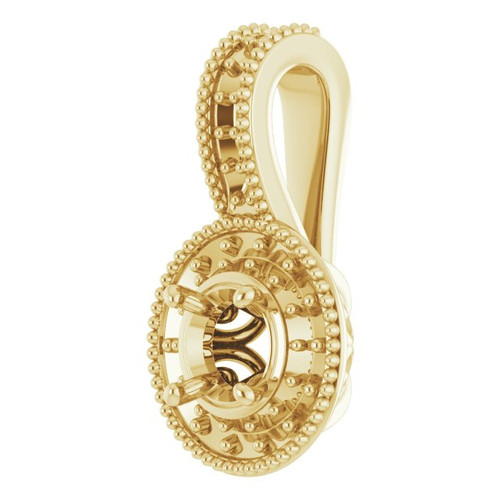 Halo Style Pendant Mounting in 14 Karat Yellow Gold for Round Stone, 1.43 grams.