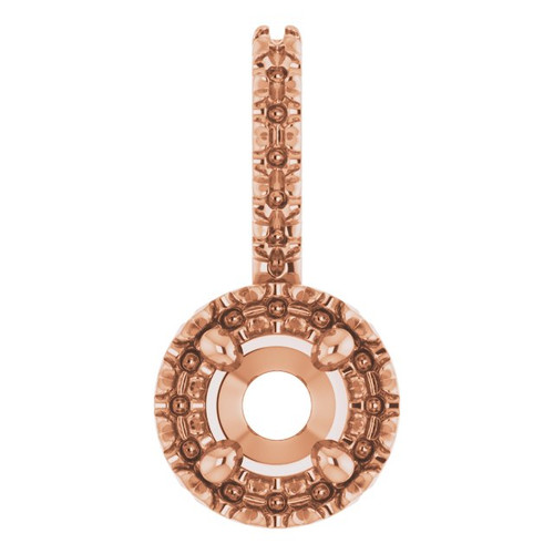 Halo Style Pendant Mounting in 18 Karat Rose Gold for Round Stone, 1.64 grams
