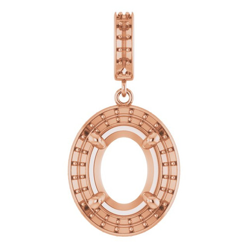 Halo Style Pendant Mounting in 10 Karat Rose Gold for Oval Stone, 2.15 grams