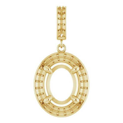 Halo Style Pendant Mounting in 10 Karat Yellow Gold for Oval Stone, 2.13 grams